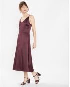 Robe longue 100% Soie Delia lie de vin