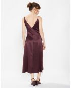 Robe longue 100% Soie Delia lie de vin