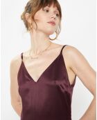 Robe longue 100% Soie Delia lie de vin