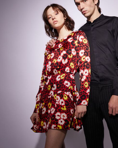 Robe Courte Wild Blossom rouge/jaune