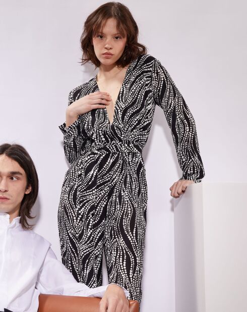 Combinaison manches longues Print Pearl noir/blanc