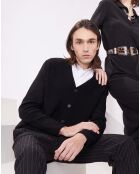 Cardigan 100% Laine avec détails point noir