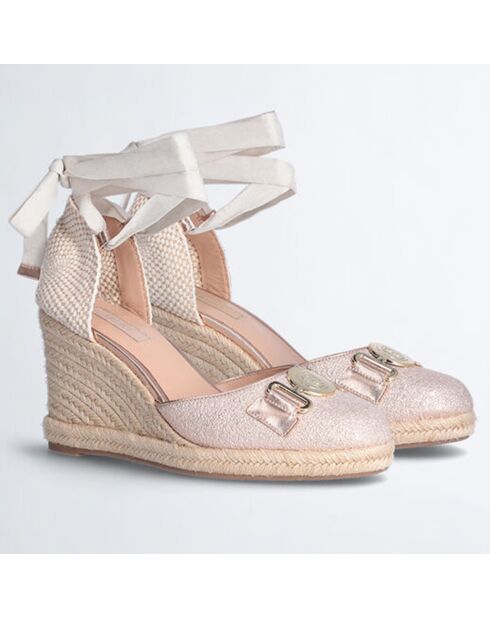 Espadrilles compensées Damita roses - Talon 9 cm