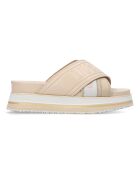 Mules plateforme Sophie beiges