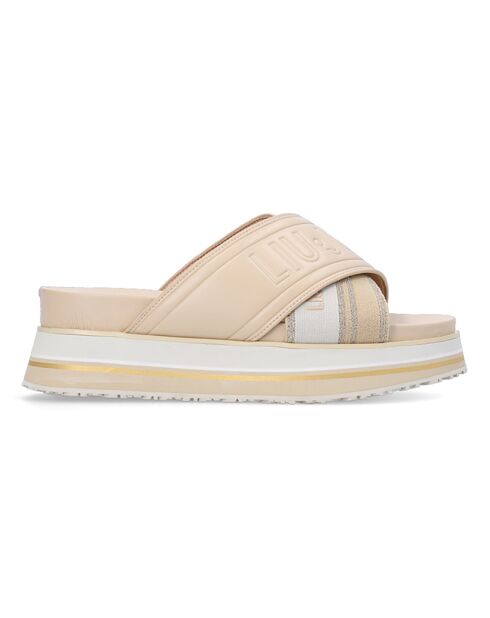 Mules plateforme Sophie beiges