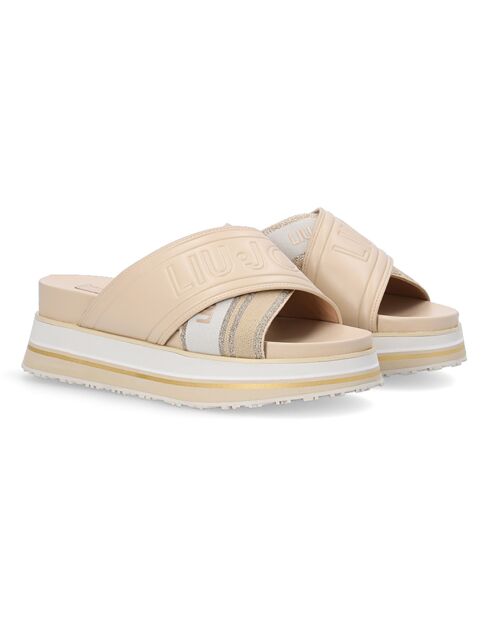 Mules plateforme Sophie beiges
