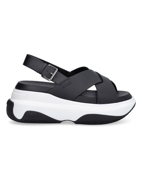 Sandales plateforme June noir/blanc