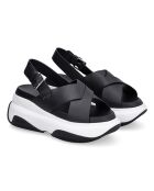 Sandales plateforme June noir/blanc