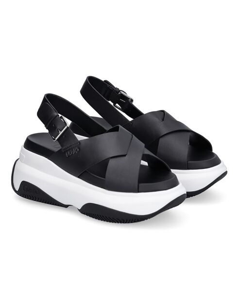 Sandales plateforme June noir/blanc