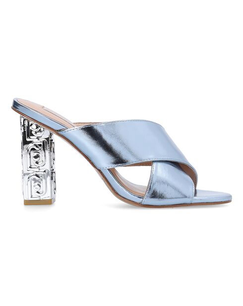 Mules Serena bleu métalissé - Talon 10 cm