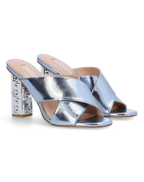Mules Serena bleu métalissé - Talon 10 cm