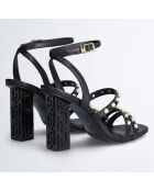 Sandales en Cuir Selena noires - Talon 10 cm