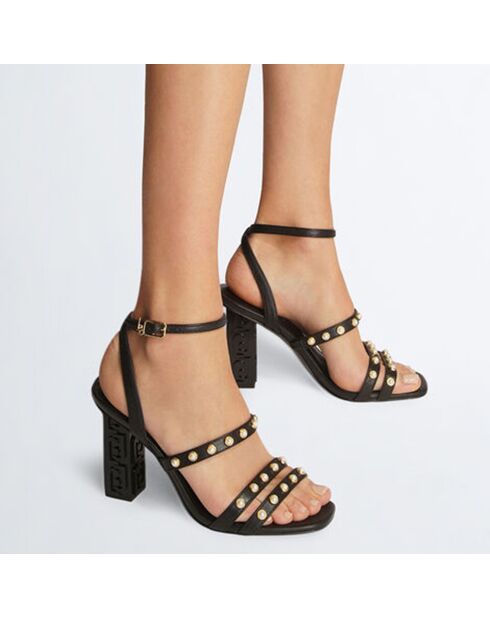 Sandales en Cuir Selena noires - Talon 10 cm