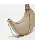 Tiva taupe leren schoudertas - 23,5x13,5x6,5 cm