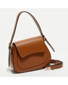 Sac porté épaule en Cuir Laura camel - 23x18x9 cm