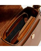 Sac porté épaule en Cuir Laura camel - 23x18x9 cm