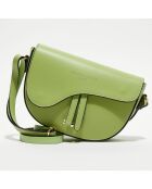 Sac bandoulière en Cuir Kena vert pistache - 22x16x5.5 cm