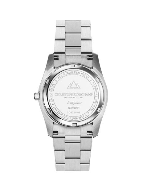 Montre Femme Quartz en Acier Lugano Diamant 0.36 ct argenté/noir