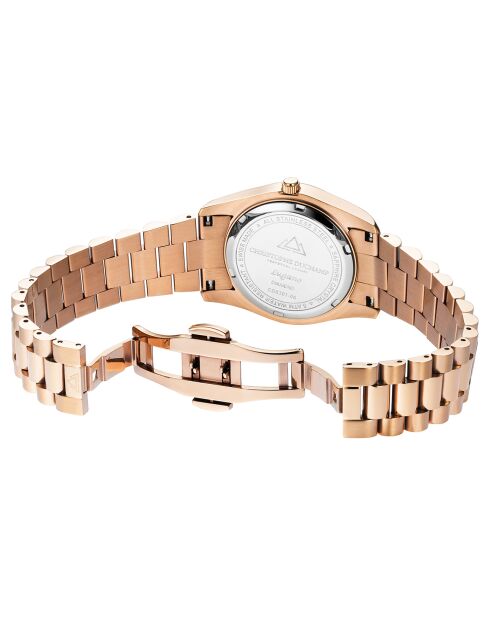 Montre Femme Quartz en Acier Lugano Diamant 0.36 ct doré rose