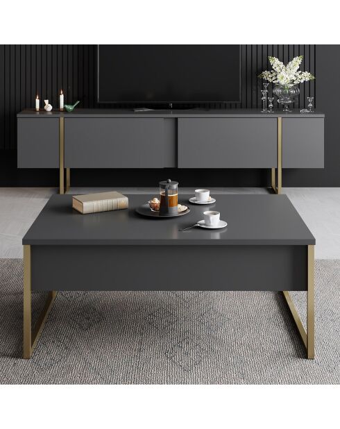 Table basse Luxe anthracite/doré
