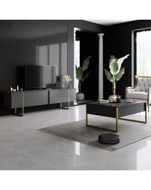 Table basse Luxe anthracite/doré