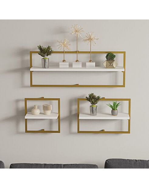 Etagère murale Yeso blanc/doré