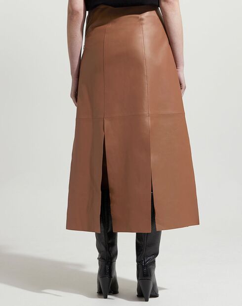 Jupe en Cuir d'Agneau Lunes camel