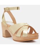 Sabots en Cuir Ybiza dorés - Talon 7,5 cm