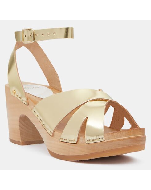 Sabots en Cuir Ybiza dorés - Talon 7,5 cm