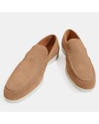 Mocassins en Velours de Cuir taupe