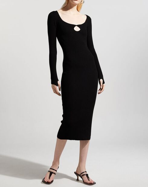 Katiana Maxikleid aus Baumwollstrick in Schwarz