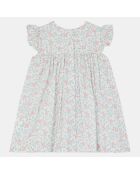Robe en Coton Bio Amuna bis poplin aop écru/vert