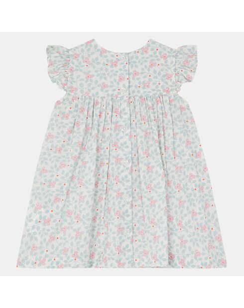 Robe en Coton Bio Amuna bis poplin aop écru/vert