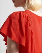 Top à volant en Coton & Lin Leonie orange