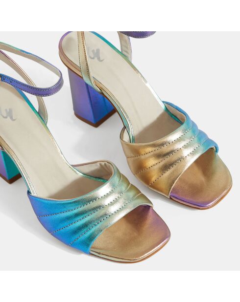 Sandales à talon en Cuir matelassées multicolores - Talon 8 cm