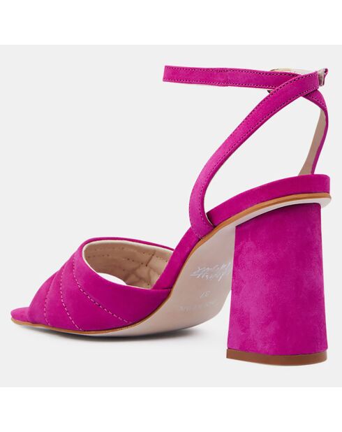 Fuchsiafarbene Sandalen aus gestepptem Leder - Absatz 8 cm