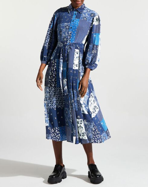 Robe 100% Soie Lora bleue