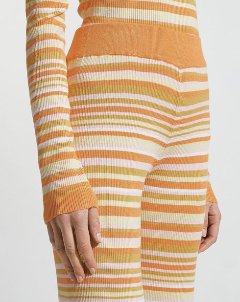 Pantalon en Maille côtelée Awa rayé multicolore