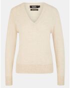 Pull 100% Cachemire Zocon col V beige clair