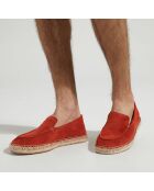 Mocassins espadrilles en Velours de Cuir orange brique