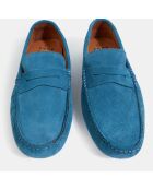 Mocassins en Velours de Cuir Diego bleus