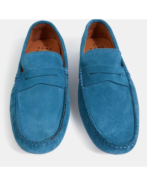 Mocassins en Velours de Cuir Diego bleus