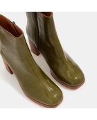 Bottines en Cuir vert kaki - Talon 8.5 cm