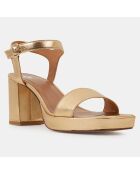 Sandales à talon en Cuir dorées - Talon 7.5 cm