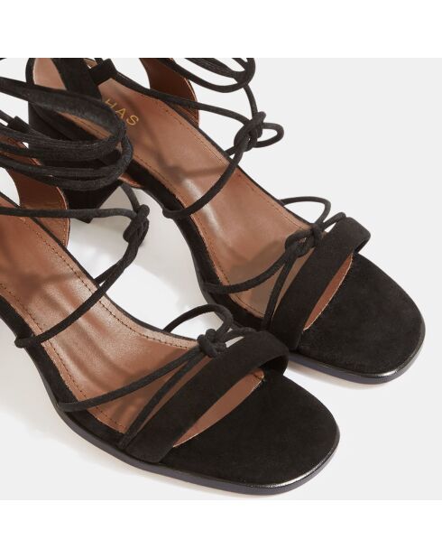 Sandali Sophie in pelle di velluto nero - tacco 7 cm