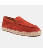 Mocassins espadrilles en Velours de Cuir orange brique