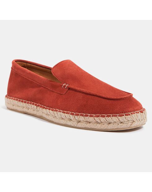 Mocassins espadrilles en Velours de Cuir orange brique