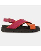 Sandales en Cuir orange/rose