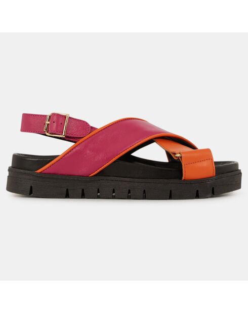 Sandales en Cuir orange/rose