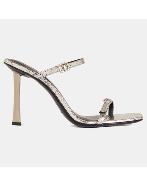 Sandales en Cuir croco Flick argentées - Talon 8,5 cm